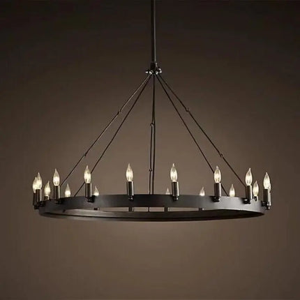 Lustre rond industriel rétro américain avec LED — LZ4X9P2