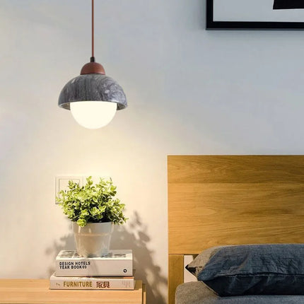 Suspension élégante en pierre naturelle et bois — LZ4X9P2Q