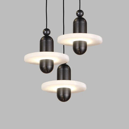 Suspension en marbre naturel avec cordon aluminium réglable — LZ4X9T