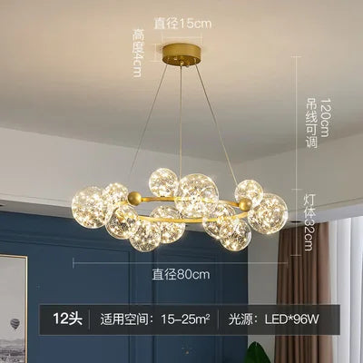 Lustre LED boule en verre à intensité variable effet ciel étoilé nordique — LZ4X9P2