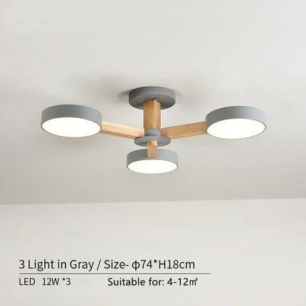 Suspension en bois moderne à 3, 6 ou 8 lumières LED pour salon et chambre — LZ4D9X
