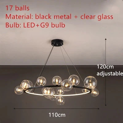 lustre en métal avec boule en verre pour décoration intérieure