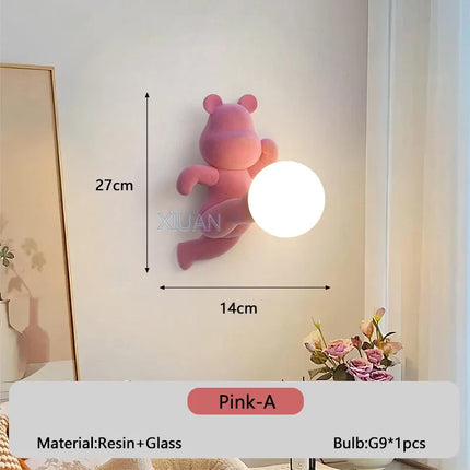 Applique murale enfant en résine et verre motif ours — LZ4J9XQ
