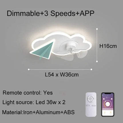 Plafonnier ventilateur avion avec lumière et télécommande pour enfants — LZ4X9T