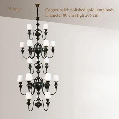 Lustre en cuivre avec abat-jour en verre moderne et élégant — LZ4X9P