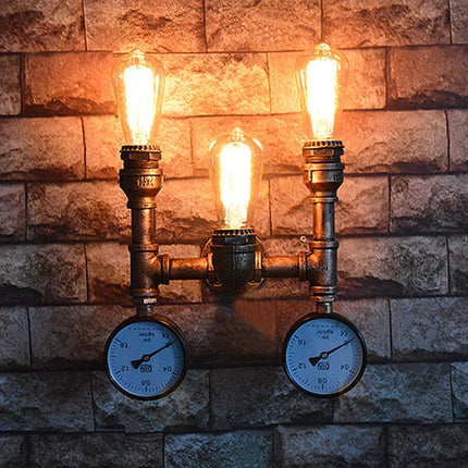 Applique murale vintage steampunk en fer avec tuyau d'eau décoratif — LZ4X9M