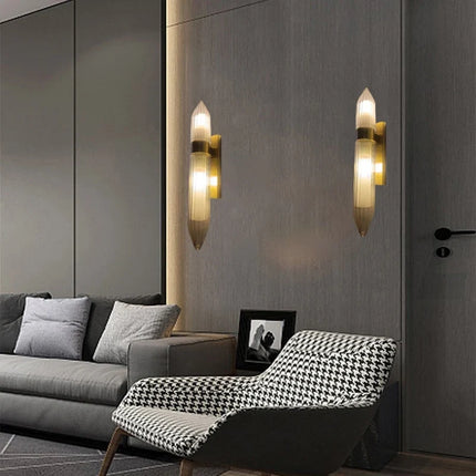 Applique murale en verre transparent et métal doré style art déco — LZ4P9XQ