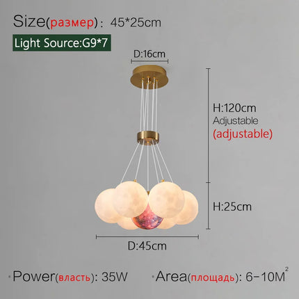 Lustre suspension nordique design planète lune avec bulles décoratives — LZ4XJ9