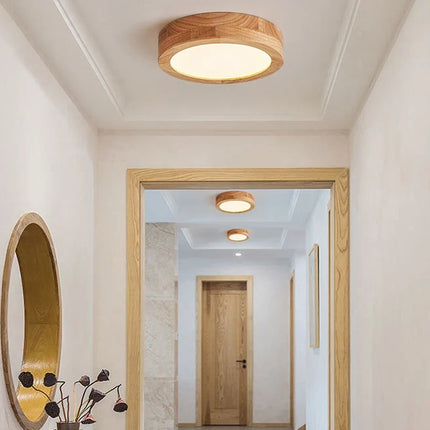 Plafonnier LED rond en bois style nordique minimaliste — LZ4X9M