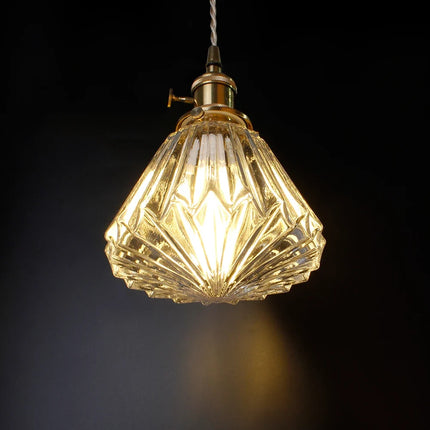 Lustre suspension en verre et cuivre au design minimaliste créatif — LZ4X9V2
