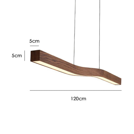 Lustre rétro en bois de noyer avec bande allongée pour loft — LZ4F7Q2