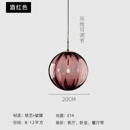Lustre boule de verre coloré nordique lampes suspendues moderne Grain d'eau Restaurant cuisine luminaire suspendu chambre lampe de chevet