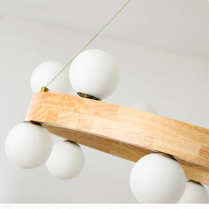 Suspension ronde en bois style nordique pour salon et salle à manger — LZ4X9P