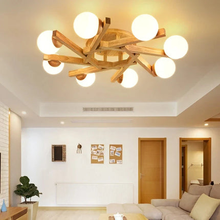 Lustre en bois au design nordique lumineux pour intérieur — LZ4P9XJ