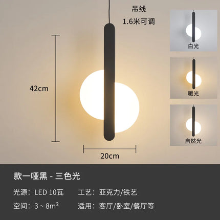 Suspension moderne géométrique en acrylique LED forme lune — LZ4X9B