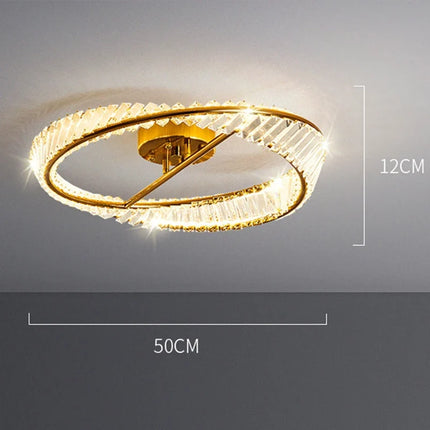 Lustre moderne doré avec anneaux en cristal LED — LZ4P9XQ