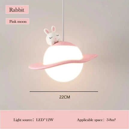 Lustre enfant en forme de lapin, ours et lune pour chambre — LZ4X9T