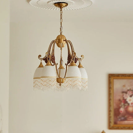 Lustre rétro en cuivre avec pampilles au style médiéval — LZ4X9P
