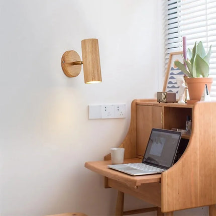 Applique murale LED nordique en bois à projecteurs multi-angles réglables — LZ4X9T1