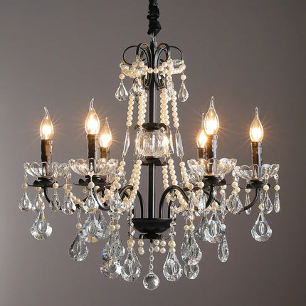 Lustre moderne en cristal orné de perles avec éclairage LED — LZ4X9P2