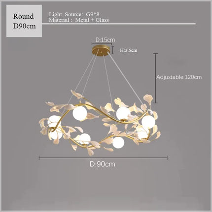 Suspension luxe au design ginkgo pour éclairage moderne et élégant — LZ4D7Q9