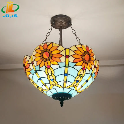 Lustre inversé style Tiffany en verre antique pour intérieur — LZ4G7XQ