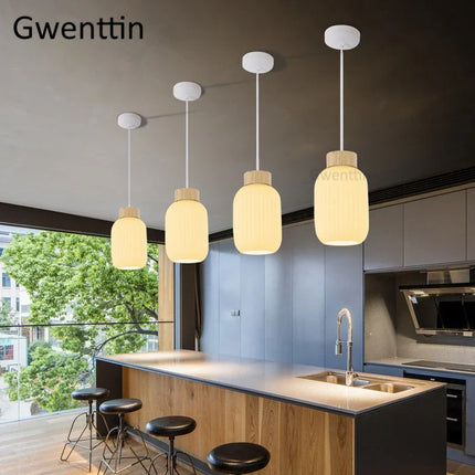 Suspension décorative en bois et verre style nordique moderne — LZ4X9P