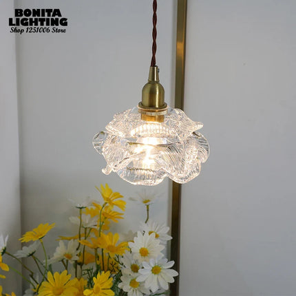 Suspension rétro en verre aux pétales design fait main — LZ4F9Q2