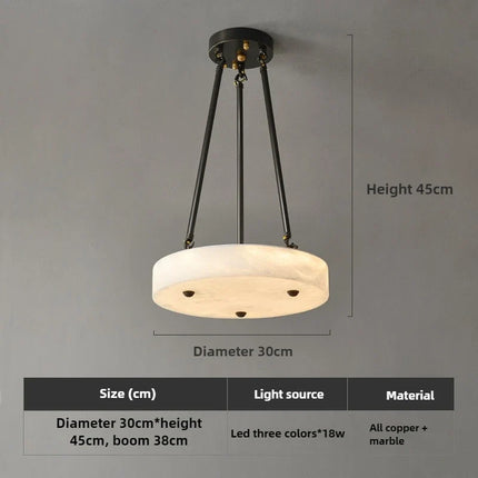 Lustre LED minimaliste en marbre et cuivre rétro — LZ4X9T