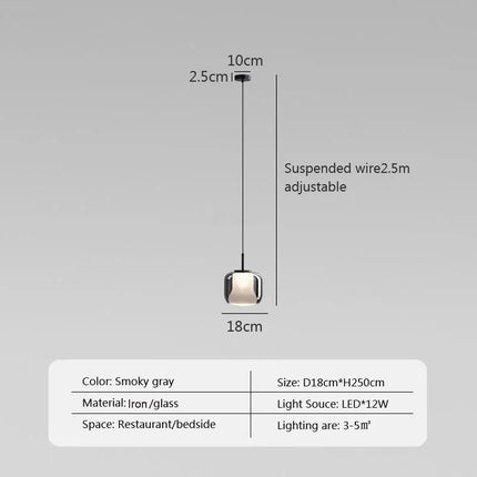 Suspension LED à trois têtes en verre gris fumé moderne — LZ4X9P