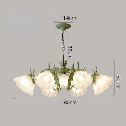 Lustre français en verre orné de fleurs muguet — LZ4X9P2