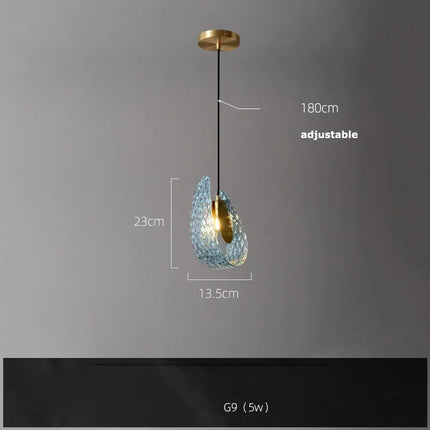 Suspension en verre bleu design pour couloir et chambre — LZ4X9T