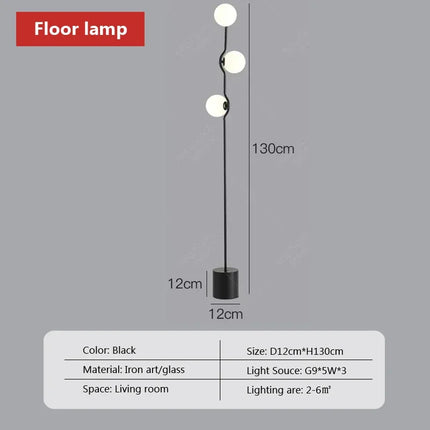 Lampadaire nordique en fer et verre pour intérieur moderne — LZ4X9P2