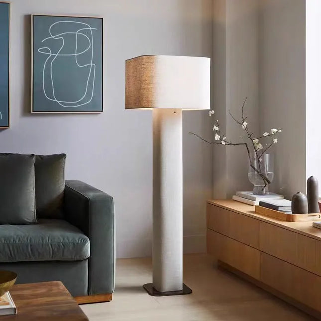 Lampadaire Hensley en tissu artistique style Wabi Sabi pour intérieur — LZ4M9Q2
