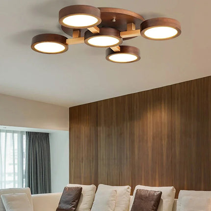 Lustre suspension nordique en bois pour intérieur contemporain — LZ4X9M