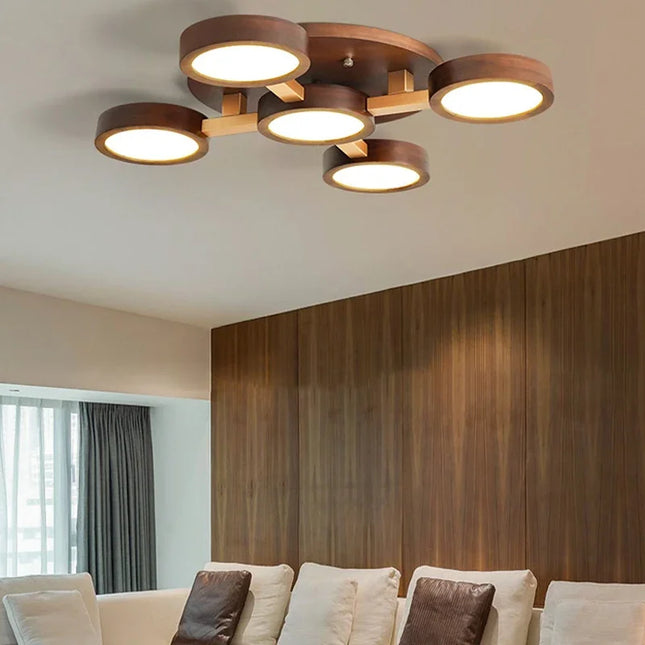 Lustre suspension nordique en bois pour intérieur contemporain — LZ4X9M