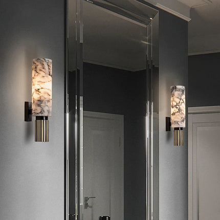 Applique murale luxe en albâtre, cuivre et marbre naturel — LZ4X9P2Q