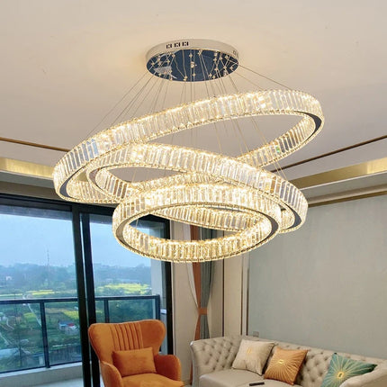 Lustre moderne en cristal avec anneaux réglables pour intérieur — LZ4X9P2
