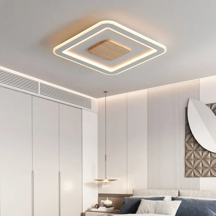Plafonnier LED ultra-mince en bois massif style nordique moderne 2022 — LZ4X9P7Q