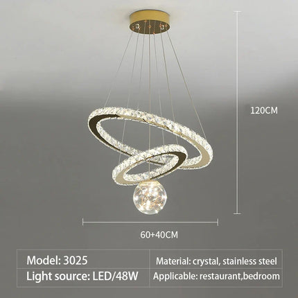 Lustre LED moderne anneau étoile en cristal doré et verre — LZ4X9T