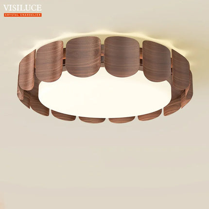 Plafonnier en bois design moderne style wabi-sabi pour intérieur — LZ4X9T
