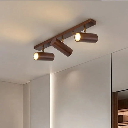 Applique murale LED nordique en bois à projecteurs multi-angles réglables — LZ4X9T1