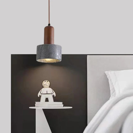 Suspension élégante en pierre naturelle et bois — LZ4X9P2Q