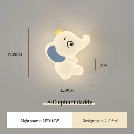 Applique murale moderne éléphant avec lumière douce pour enfant — LZ4P7XQ