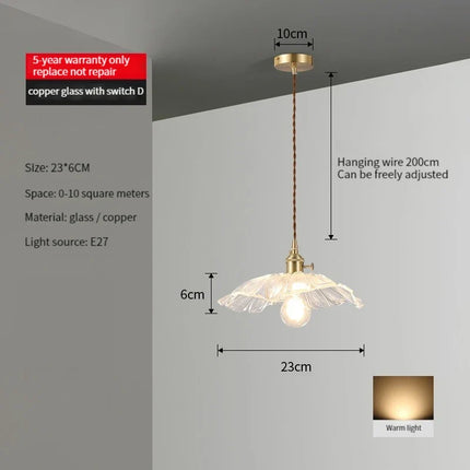 Suspension vintage en verre, bois de noyer et laiton — LZ4D7XQ