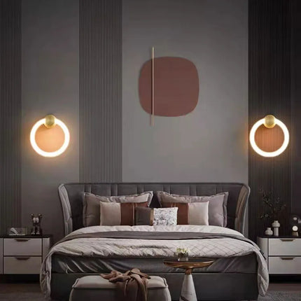 Applique murale LED moderne en laiton avec anneau acrylique et 3 couleurs dimmables — LZ4X9T