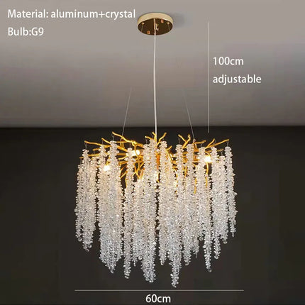 applique murale led moderne en cristal branches de fleurs design art déco