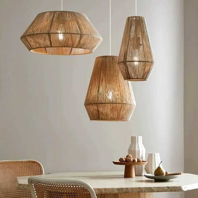 suspension en rotin japonais style wabi sabi pour espaces rustiques