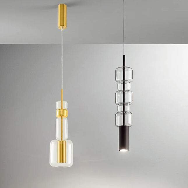 Suspension moderne en verre avec métal doré et noir — LZ4G7T9