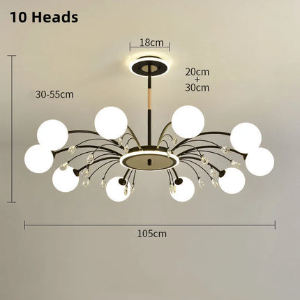 Lustre moderne en verre avec cristaux lumineux pour éclairage élégant — LZ4X9P